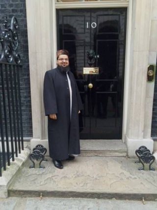 Mufti Helal outside No.10 Downing Street