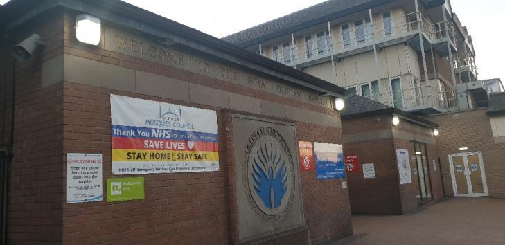 OMC support NHS banner at Royal Oldham Hospital